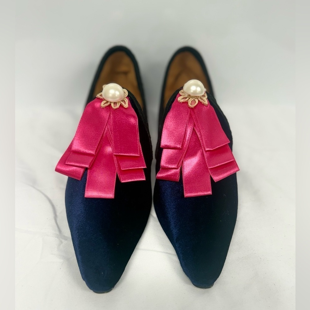 Coast and Koi handmade in Cape Town South Africa blue velvet flats sz 38 (7.5-8) - Picture 6 of 6